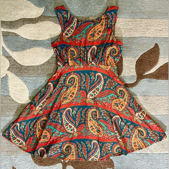 Free People Sleeveless Dancing Pretty Paisley A-line Mini Skater Dress - Picture 2 of 8